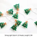 Guirlande lumineuse Noël de 2,3M avec 10 lampes LED en forme de sapin vert et Père Noël - Forme d'Arbre de Noël Style I (10 LED / 2.3M)