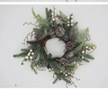 Winter Christmas wreath with frosted pine needles, natural pinecones and white berries - Style G Small / Diameter 30cm