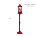 Red 1.3M Christmas lamp post with Santa and Snowman inside a musical snowy lantern - 1.3M / Santa & Snowman Lamp Post