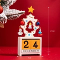 Calendrier de l'avent de Noël en bois avec figurines de Père Noël et décor de renne de 17 cm - Calendrier Arbre de Noël Blanc