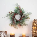 40cm Christmas wreath with red berries, pine needles and cones on a white wall - Style E Small / Diameter 40CM