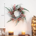 50cm Christmas wreath with green pine needles, red berries, pine cones and snow - Style C Medium / Diameter 50CM