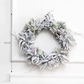 40cm artificial Christmas wreath with pine cones and heavy white flocking snow effect - Style B Small / Diameter 40CM