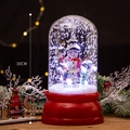 Lanterna natalizia da 30cm con pupazzo di neve e luci LED su base rossa circolare - Cupola Cilindrica - Rosso
