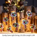 Christmas LED candy cane string lights, 1.6m length with 10 bulbs for tree decor - Candy Cane / 10 LEDs 1.6M
