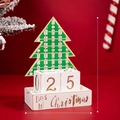Calendrier de l'Avent en bois avec sapin à carreaux verts et blocs de chiffres mobiles - Calendrier Sapin à Aiguilles de Pin