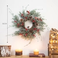 50CM Christmas wreath with red berries, natural pine cones and green needles for door decor - Style D Medium / Diameter 50CM