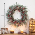 60CM Christmas wreath with red berries, pine cones and needles hanging on white wall - Style D Large / Diameter 60cm