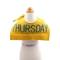 Knitted yellow pet bib scarf featuring dark blue Thursday lettering for small dogs - S / Yellow Letters