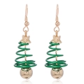 Boucles d'oreilles festives en spirale sapin de Noël avec étoiles dorées sur fond blanc - Sapin de Noël en Spirale