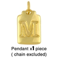 Polished gold rectangular letter M pendant detail showing high-shine finish (Pendant Only) - M (Chain Not Included)