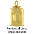 Detailed view of a gold-toned rectangular pendant with an embossed letter U detail - U (Chain Not Included)