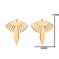 Detail showing dimensions of minimalist gold bird stud earrings, 11mm height by 10mm width - 271 Bird / Gold