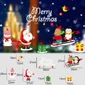 Christmas window sticker set size guide with Santa, reindeer and snowman decals - Santa Snowman Penguin Sleigh Style (HL-SDTZ18-040)