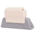Window groove cleaning brush with beige handle and grey scouring pad for crevices - Beige
