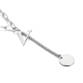 Silver V-shape letter necklace with round tag and elegant combined chain for women - Letter V(KN114948-Z)