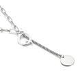 Silver asymmetrical chain necklace with letter Q pendant and round charm detail - Letter Q(KN114943-Z)