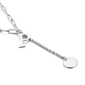 Industrial style silver chain necklace featuring a minimalist uppercase letter P pendant - Letter P(KN114942-Z)