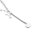 Silver tone letter Y necklace with paperclip and box chain stitching for women - Letter Y(KN114951-Z)
