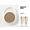 Nail chrome powder in 1060-2 gold finish shown on white and black base colors - Gold (I060-2)