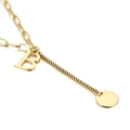 Collar de acero inoxidable dorado con letra B y cadena de eslabones mixtos - Inicial B(KN114953-Z)