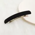 Minimalist matte black large spring hair clip with modern curved metal design - Square Style / Matte Black