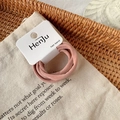 Dusty pink elastic hair tie with knit texture and branded tag on neutral background - 6 Pcs Per Card / Pink (8344C)