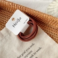 Set of 6 high-elastic coffee brown hair bands on a white minimalist card holder - 6 Pcs Per Card / Deep Orange (8344H)