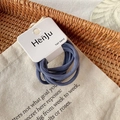 Deep blue high-elastic hair tie set on a natural woven basket and linen fabric - 6 Pcs Per Card / Deep Blue (8344D)
