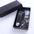 Set de organizador de llaves en cuero genuino negro con accesorios en caja de regalo - Negro