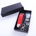 Red crocodile pattern leather key organizer set with hardware accessories in a black box - Crocodile Red