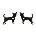 Minimalist black stainless steel Chihuahua dog stud earrings with heart cutout design - Matte Black