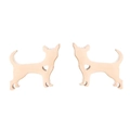 Close-up of elegant hollow puppy shaped stud earrings in polished golden stainless steel - Rose Gold