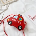 Simpatica borsa a tracolla per bambini a forma di auto della polizia rossa in pelle PU - Rosso