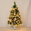 90cm gold and coffee mini Christmas tree with LED lights and 40 ornaments - 90cm / Golden Coffee