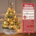 90cm Gold-Champagner Weihnachtsbaum mit 33 Anhängern, Lichtern und grauem Rentier-Zaun - 90cm / Gold Weiß