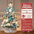 60cm blue and white mini Christmas tree with LED star and reindeer base for desk decor - 60CM / Blue & White