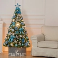 120cm blue and white Christmas tree set with 35 ornaments, LED lights and grey tree skirt - 120cm / Blue & White