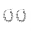 Vintage silver titanium steel hoop earrings with thorn vine twisted rope design for men - Xye0013