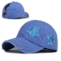 Cappellino baseball blu in cotone slavato con stelle di paillettes e strappi - Regolabile / Blu
