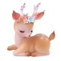 Cute Nordic deer figurine in warm skin tone with purple translucent antlers and flowers - 4B Large Flower Deer