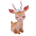 Cute sitting fawn car ornament with floral antlers and closed eyes on white background - 2A Large Flower Deer