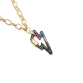 Hip hop gold chain necklace with colorful cubic zirconia lightning bolt clasp pendant - 60cm Gold Chain with Colorful Zircon Lightning Pendant