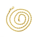 Polished golden stainless steel twist rope chain necklace on a white background - Gold Rope Chain / 3.0*60cm