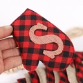 Red and black plaid Christmas stocking banner with burlap letter S for party decoration - Gloves