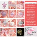 1.2m pink Christmas tree set with star topper, silver ornaments, and warm LED string lights - 1.2m Pink Decoration Set