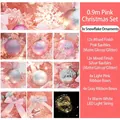 0.9m Pink Christmas tree decoration set with snowflake pendants, balls, bows and LED lights - 0.9m Pink Decoration Set