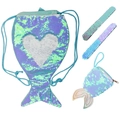 Ensemble sac à cordon sirène en paillettes, porte-monnaie et bracelets à claquer - Grand Ensemble (Taille L)