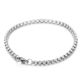 Pulsera de cadena de caja minimalista de 3,5 mm en acero inoxidable plateado para hombre - Pulsera de Cadena de Caja (KB33111-Z)