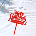 Adorno de pastel de Navidad en acrílico rojo con letras festivas de 10,5 cm de largo - Especificación Estándar / Letra Roja Merry Christmas